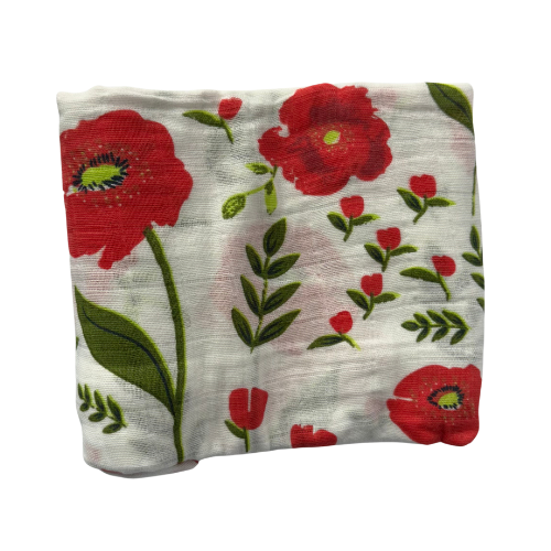 Hydrofiele doek XL | Rode bloemen
