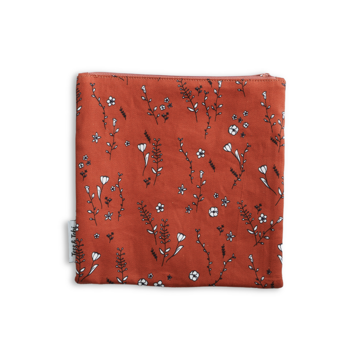 Wasbaar boterhamzakje 2.0 | bruin met bloemen | 20x20cm