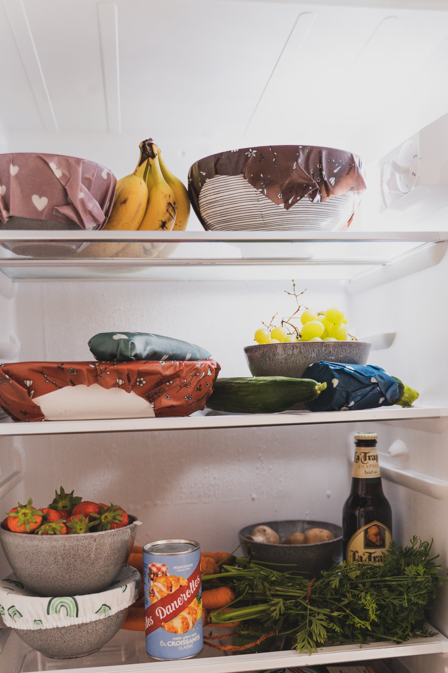 Bijenwas doeken | 3 maten | bloemen bruin en oranje