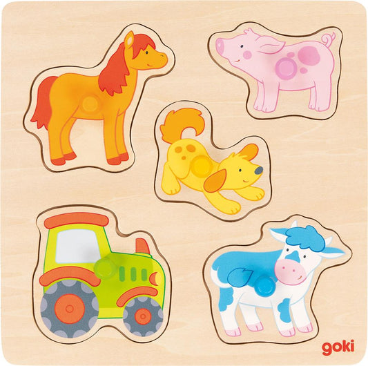 Goki puzzel | op de boerderij - pastel kleuren