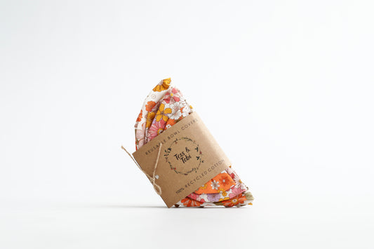 Tess & Tobi  | bowl covers | set van 4 | retro bloemen