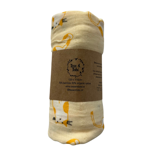 Hydrofiele doek XL | Oranje met poezen