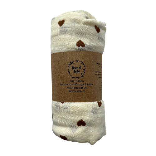 Hydrofiele doek XL | Bruine hartjes