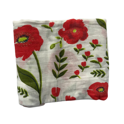 Hydrofiele doek XL | Rode bloemen
