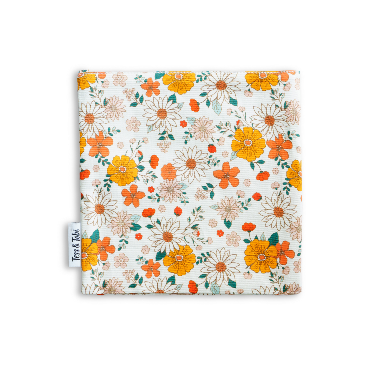 Wasbaar boterhamzakje 2.0 | retro bloemen | 20x20cm