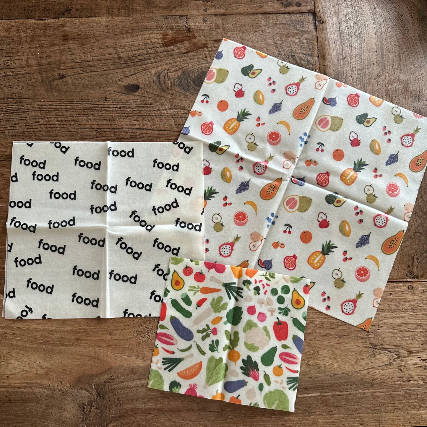 Bijenwas doeken | 3 maten | groente en fruit
