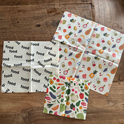 Bijenwas doeken | 3 maten | groente en fruit