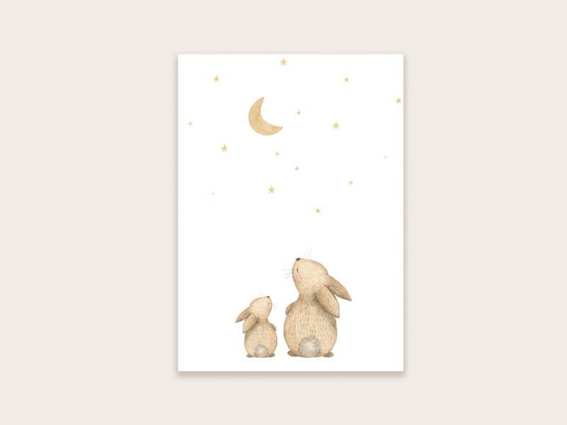 Postkaart Appeloogje | konijntjes met sterren