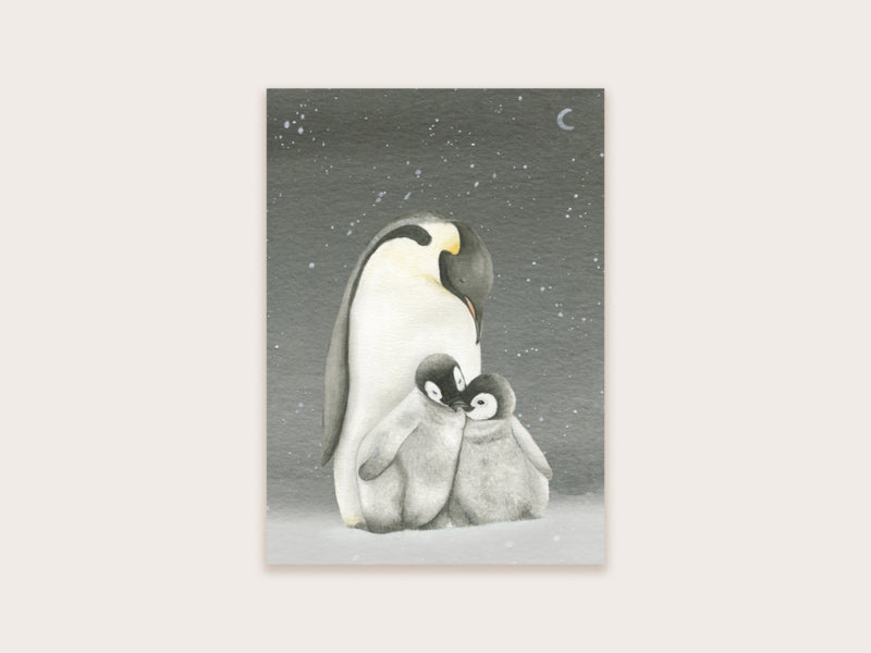 Postkaart Appeloogje | pinguïns donker