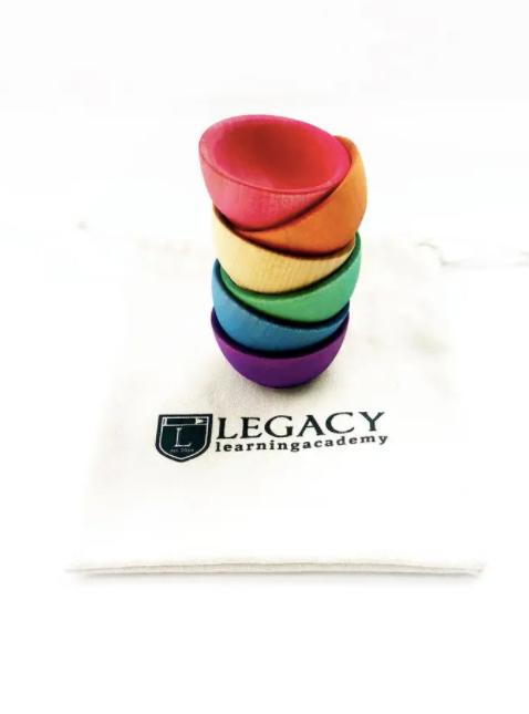 Legacy Learning | houten bakjes in regenboog kleuren