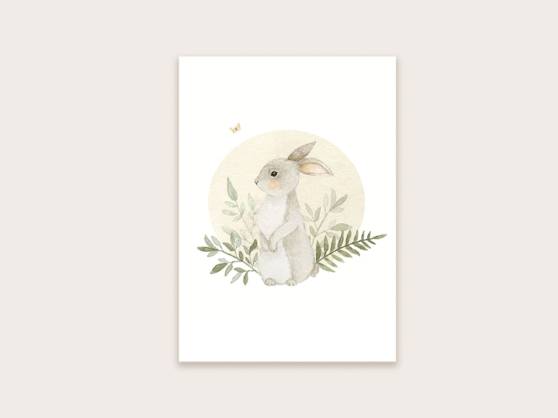 Postkaart Appeloogje | Grijs konijntje