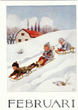 Postkaarten set Elsa Beskow | Maandkaarten seizoenstafel | 12 maanden