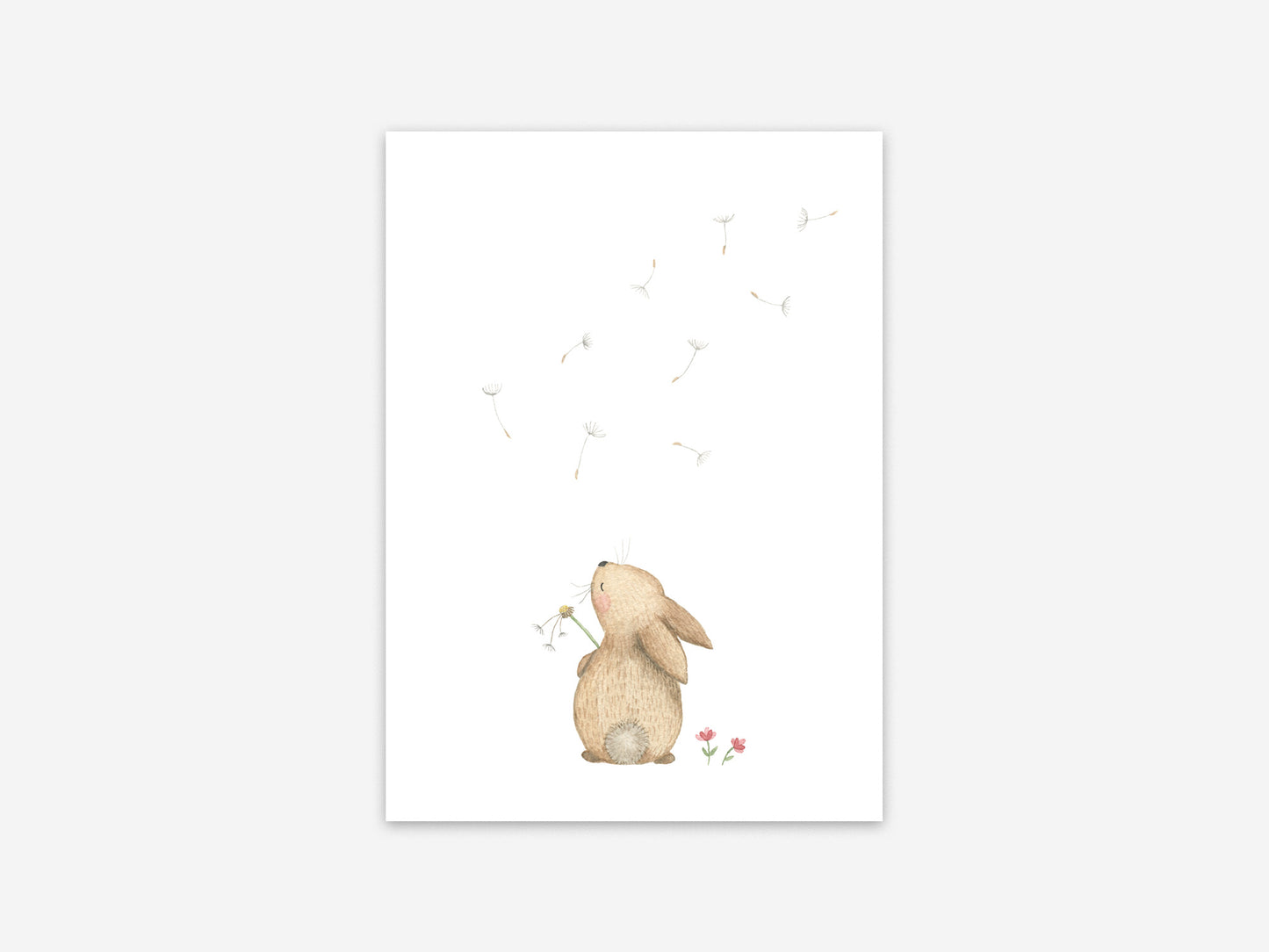 Postkaart Appeloogje | konijntje met blaasbloem