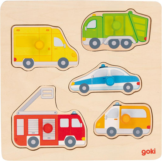 Goki puzzel | voertuigen op straat